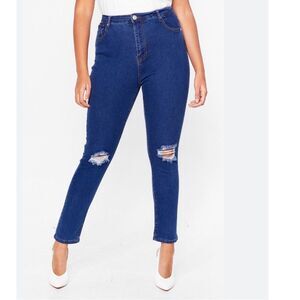 Boohoo High Waist  Distressed Skinny Jeans Sz 12